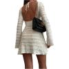 image:imageGORGLITTER Womens Backless Mini Dress Long Sleeve Ruffle Open Back Sexy Trendy Bubble Going Out Dresses Party OutfitsApricot