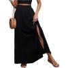 image:imageGORGLITTER Womens Boho Flowy A Line Maxi Skirt Summer Beach Trendy Vacation Slit High Waisted Split Long SkirtsBlack