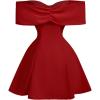 image:imageGORGLITTER Womens Bow Dress Off The Shoulder Sexy A Line Mini Wedding Guest Birthday Cocktail Going Out DressesRed