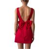 image:imageGORGLITTER Womens Bow Open Back A Line Shorts Dresses Sexy Sleeveless Open Back Cocktail Birthday Mini DressesRed