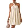 image:imageGORGLITTER Womens Bubble Dress Sexy Open Back Sleeveless Halter Neck Backless Ruffle Party Short Night Mini DressesWhite