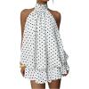 image:imageGORGLITTER Womens Chiffon Halter Mini Dress Y2k Sleeveless Drop Waist Summer Ruffle A Line Wedding Guest Going Out DressBlack and White