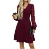 image:imageGORGLITTER Womens Lace Long Sleeve Mini Dress Elegant Classy Fall Casual V Neck Birthday Cocktail Dinner Party DressesBurgundy