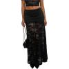image:imageGORGLITTER Womens Lace Pencil Maxi Long Skirts Trendy Y2k Sexy High Waisted Flowy Ruched Rave Concert Going Out SkirtsBlack