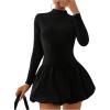 image:imageGORGLITTER Womens Long Sleeve Bubble Mini Dresses Elegant Classy Mock Neck Y2k Fall Cocktail Brunch Date Night DressesBlack