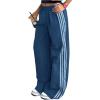 image:imageGORGLITTER Womens Low Rise Side Striped Green Track Pants Y2K Wide Leg Loose Baggy Parachute Going Out Palazzo SweatpantsDusty Blue