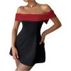 image:imageGORGLITTER Womens Off The Shoulder Bodycon Mini Dress Elegant Classy Summer Wedding Guest Cocktail Party SundressesRed and Black