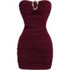 image:imageGORGLITTER Womens Strapless Ruched Tube Mini Dresses Elegant Classy Casual Party Cut Out Backlesss Bodycon Sun DressRedwood