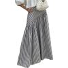 image:imageGORGLITTER Womens Striped Maxi Skirt Frill Trim Ruffle Flowy A Line Trendy Boho Long SkirtsBlack and White
