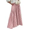 image:imageGORGLITTER Womens Striped Maxi Skirt Frill Trim Ruffle Flowy A Line Trendy Boho Long SkirtsRed