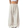 image:imageGORGLITTER Womens Striped Wide Leg Casual Pants Oversized Drawstring Waist Baggy TrousersBeige