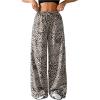 image:imageGORGLITTER Womens Striped Wide Leg Casual Pants Oversized Drawstring Waist Baggy TrousersBrown