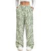 image:imageGORGLITTER Womens Striped Wide Leg Casual Pants Oversized Drawstring Waist Baggy TrousersLime Green