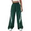 image:imageGORGLITTER Womens Wide Leg Track Pants Baggy Y2k High Waisted Dance Parachute Trousers SteertwearDark Green