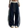 image:imageGORGLITTER Womens Y2K Barrel Sweatpants Wide Leg Sweat Pants Baggy Elastic Waist Oversized Drawstring TrousersBlue