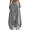 image:imageGORGLITTER Womens Y2K Barrel Sweatpants Wide Leg Sweat Pants Baggy Elastic Waist Oversized Drawstring TrousersGrey