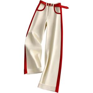 image:imageGORGLITTER Womens Dress Business Pants High Waisted Wide Leg Side Striped Fashion Work Casual Old Money TrousersRed