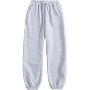 image:imageGORGLITTER Womens Elastic Bottom Sweatpants High Waist Stretch Loose Casual Lounge Athletic Joggers with PocketsLight Grey