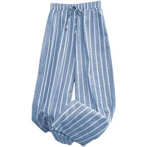 image:imageGORGLITTER Womens Plus Size Work Pants Striped High Waisted Wide Leg Palazzo Trousers Vacation OutfitsBlue and White