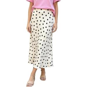 image:imageGORGLITTER Womens Polka Dots Maxi Skirt Vintage Elegant Pencil Flowy Long SkirtsWhite