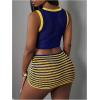 image:imageGORGLITTER Womens Crochet Skirts Set 2 Piece Outfits Summer Star Print Crop Tank Tops and Bodycon Short SkirtsBlue and Yellow