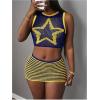 image:imageGORGLITTER Womens Crochet Skirts Set 2 Piece Outfits Summer Star Print Crop Tank Tops and Bodycon Short SkirtsBlue and Yellow