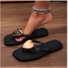 image:imageGORGLITTER Womens Cute Flat Sandals Summer Beach Square Toe Flip Flops Vacation Heart Thong Flat Sandals Casual SlidesBlack