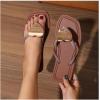 image:imageGORGLITTER Womens Cute Flat Sandals Summer Beach Square Toe Flip Flops Vacation Heart Thong Flat Sandals Casual SlidesCoffee Brown