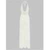 image:imageGORGLITTER Womens Flower Bow Halter Bodycon Maxi Dress Backless V Neck Sleeveless Summer Beach Vacation SundressesBeige