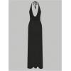 image:imageGORGLITTER Womens Flower Bow Halter Bodycon Maxi Dress Backless V Neck Sleeveless Summer Beach Vacation SundressesBlack