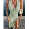 image:imageGORGLITTER Womens Flower Bow Halter Bodycon Maxi Dress Backless V Neck Sleeveless Summer Beach Vacation SundressesMint Green