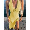 image:imageGORGLITTER Womens Flower Bow Halter Bodycon Maxi Dress Backless V Neck Sleeveless Summer Beach Vacation SundressesMustard Yellow