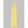 image:imageGORGLITTER Womens Flower Bow Halter Bodycon Maxi Dress Backless V Neck Sleeveless Summer Beach Vacation SundressesMustard Yellow