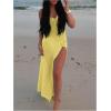 image:imageGORGLITTER Womens Flower Bow Halter Bodycon Maxi Dress Backless V Neck Sleeveless Summer Beach Vacation SundressesMustard Yellow