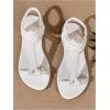 image:imageGORGLITTER Womens Gladiator Braided Roman Ankle Strap Sandals Leather Open Toe Summer Vacation Flats Sandals 2025White
