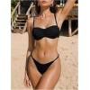 image:imageGORGLITTER Womens High Cut 2 Piece Bikini Swimsuits Braided String Push Up Underwire Cheeky Swimwear SetBlack