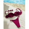 image:imageGORGLITTER Womens High Cut 2 Piece Bikini Swimsuits Braided String Push Up Underwire Cheeky Swimwear SetBurgundy