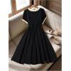 image:imageGORGLITTER Womens Plus Size Bow Neck Short Sleeve Cocktail Midi Dresses Elegant Classy Summer Teacher Long Dress 2025Black
