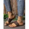 image:imageGORGLITTER Womens Rhinestone Toe Ring Flats Sandals Dressy Leather Slip On Slides Summer Vacation Beach SandalBrown