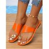 image:imageGORGLITTER Womens Rhinestone Toe Ring Flats Sandals Dressy Leather Slip On Slides Summer Vacation Beach SandalOrange