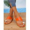 image:imageGORGLITTER Womens Rhinestone Toe Ring Flats Sandals Dressy Leather Slip On Slides Summer Vacation Beach SandalOrange