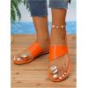 image:imageGORGLITTER Womens Rhinestone Toe Ring Flats Sandals Dressy Leather Slip On Slides Summer Vacation Beach SandalOrange
