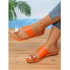 image:imageGORGLITTER Womens Rhinestone Toe Ring Flats Sandals Dressy Leather Slip On Slides Summer Vacation Beach SandalOrange