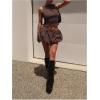 image:imageGORGLITTER Womens Skirt Sets 2 Piece Sleeveless Cinched Waist Crop Tops Mini Bubble Skirt Polka Dots Vacation OutfitsBrown