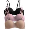 image:imageGORGLITTER Womens 3 Pack Front Closure Bra Underwire Push Up Padded Adjustable Straps Everyday Comfort BralettesBlack Apricot Pink