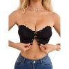 image:imageGORGLITTER Womens Front Closure Bra Strapless Push Up Wireless Scallop Trim One Piece Backless Bandeau Bra BralettesBlack