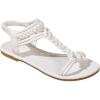 image:imageGORGLITTER Womens Gladiator Braided Roman Ankle Strap Sandals Leather Open Toe Summer Vacation Flats Sandals 2025White