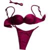 image:imageGORGLITTER Womens High Cut 2 Piece Bikini Swimsuits Braided String Push Up Underwire Cheeky Swimwear SetBurgundy