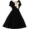 image:imageGORGLITTER Womens Plus Size Bow Neck Short Sleeve Cocktail Midi Dresses Elegant Classy Summer Teacher Long Dress 2025Black