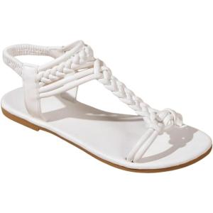 image:imageGORGLITTER Womens Gladiator Braided Roman Ankle Strap Sandals Leather Open Toe Summer Vacation Flats Sandals 2025White